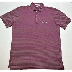 Holderness Bourne Polo Shirt Mens XL Light Red Striped Golf Tailored Fit Stretch